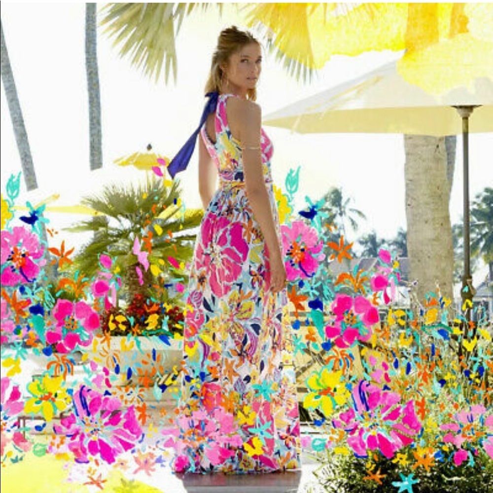 Lilly Pulitzer Amada Maxi Dress Besame Mucho EUC
